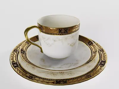 Antique Coffee Cup with Side Plate 3D model