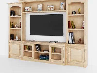 Virginia Antique White Entertainment Center 3D model