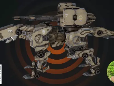 Sci-Fi Military Combat Mech Dog 3D model