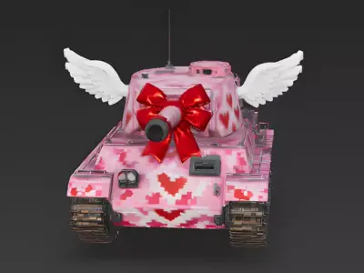 8-Bit Romance Pixel Tank 3D Model Low-poly 3D model