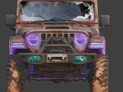 Cyberpunk Rusty Off Road Monster Truck 3D Model V03 Low-poly 3D model
