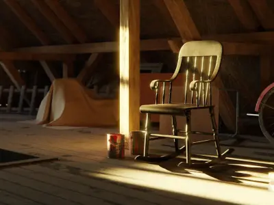 Attic 3d Scene Low-poly 3D model