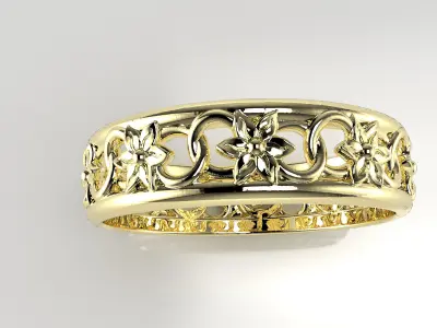 Wedding band flowers print ready  3D print model