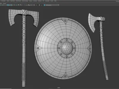 Axe and shield Free 3D model