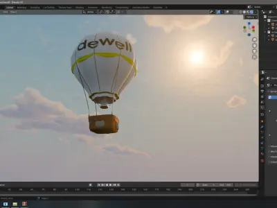 Air Balloon 3d model in blender Low-poly 3D model
