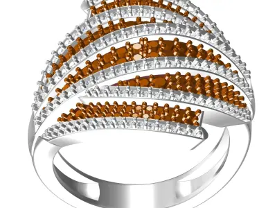 Antique Brown and White Diamond Ring 3D print model