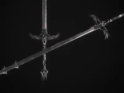 Fantazy Long Sword Medieval Melee Weapon Low-poly 3D model purchase