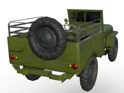 Military Jeep Low Poly Model  Low-poly 3D model