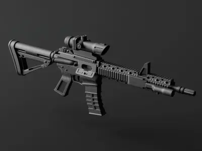 Assault Rifle Low-poly 3D model buy