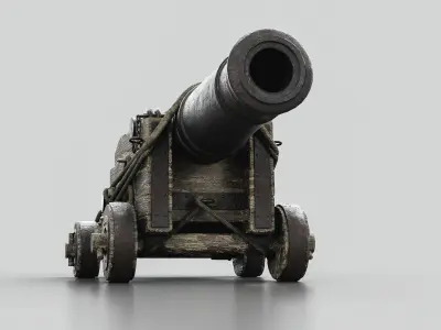 Realistic Old Naval Cannon 3D Model Low-poly 3D model