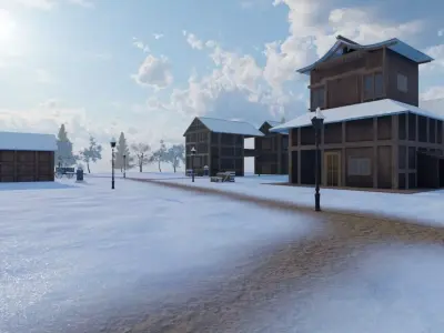 Winter Village Retreat 3D model