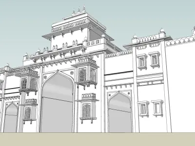 indian jodhpuri stone ghanta ghar sumer gate 3d modal  Low-poly 3D model