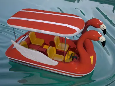 Pedal boat - flamingo Low-poly 3D model
