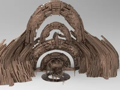 Cliff tower ring city alleyway 3 versions  3D model