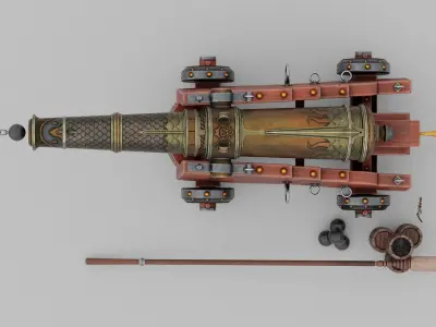 O Kit 01 Cannon Kit 02 of 05 cursed sea cannon Low-poly 3D model