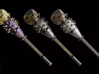 Mace Ram001  Premium 3D Weapon Asset by AZAR3DStudio Low-poly 3D model