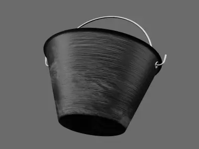 Bucket - Rubber Hammer - Paint scuttle with roller grid Low-poly 3D model