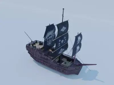 Sea Pirate Ship 3D model -  Low-poly 3D model Low-poly 3D model