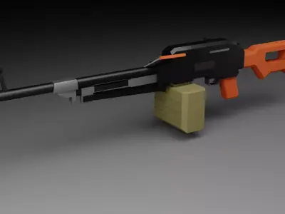 PKM Machine Gun Low-Poly Model Game-Ready Low-poly 3D model