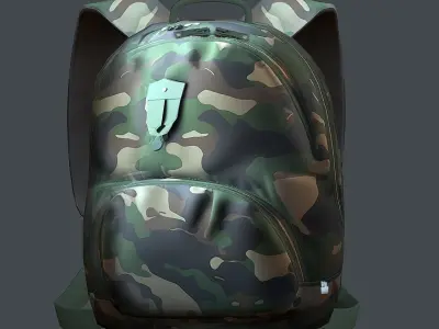 Backpack military combat Black baggage Low-poly Low-poly 3D model 2