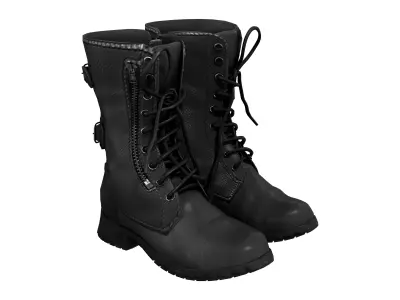 Mens Mid Calf Combat Boots Low-poly 3D model