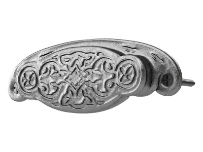 Black Floral Cabinet Drawer Cup Bin Pull Wrought Iron 3D model