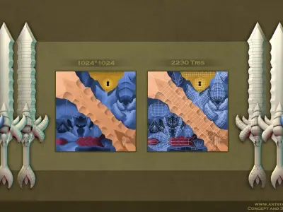 Hand-painted Sea Sword Low-poly 3D model