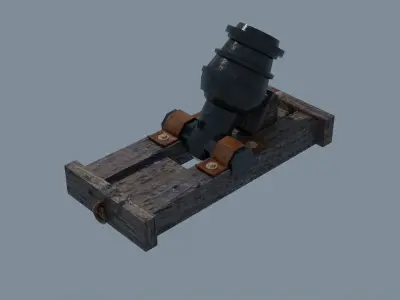 Ship howitzer cannon 64lb - 3D Model - Low-poly 3D model