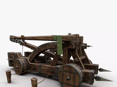 Medieval Catapult V2 Low-poly 3D model