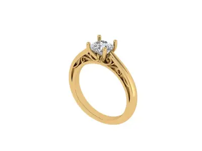 Solitaire Engagement Ring 3D print model 49