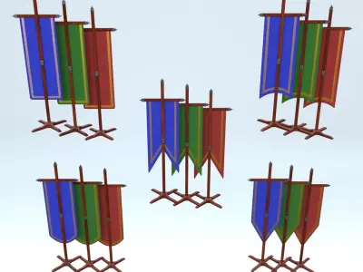 Medieval Banners with Stand 3D model