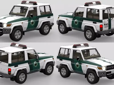 Saudi police toyota land cruiser j71 with engine Low-poly 3D model