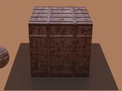 container PBR wooden box 3D model