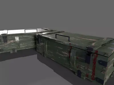 Military Wooden Storage Crates Box Chest Ammo Box Game Model Low-poly 3D model
