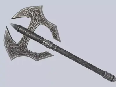 Fantasy axe Low-poly 3D model 7