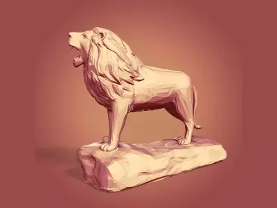 Polygonal Lion Statue Free low-poly 3D model