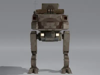 Panzer Mech Walker with RIG and LOWPOLY Desert Camo Low-poly 3D model
