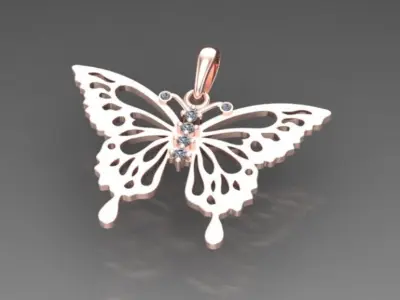 butterfly pendant 3D print model