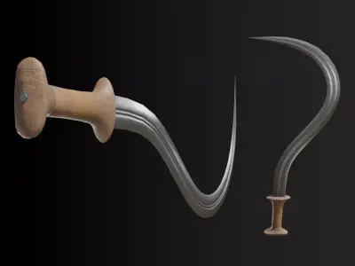 Shotel curved sword Low-poly 3D model