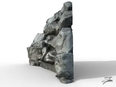 Statue 6 of jesus in rock Low-poly 3D model