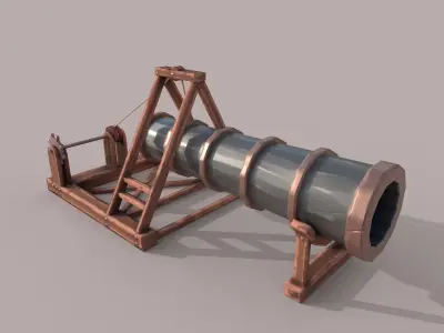 Low poly Stylized Huge Cannon Low-poly 3D model