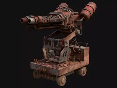 Flamethrower Turret-1-Rusty-Grey 3D model