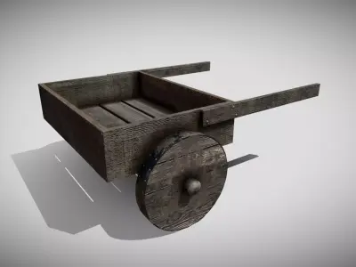 Medieval Cart Low-poly 3D model 8