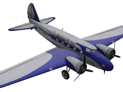 Airliner Boeing 247 Low-poly 3D model