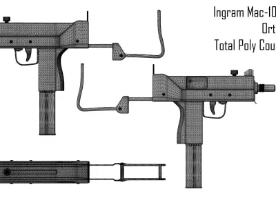 Rusted Ingram Mac-10 Low-poly 3D model