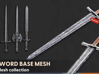 50 SWORD BASE MESH - VOL 01  Low-poly 3D model