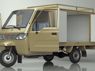 Delivery Trike with Close Body Beige Rigged for Maya 3D model