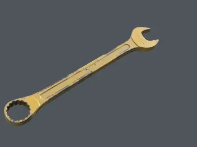 Yellow Industrial Combination Wrench Low-poly 3D model