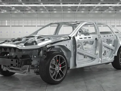  Car Frame and Chassis with Wheels 