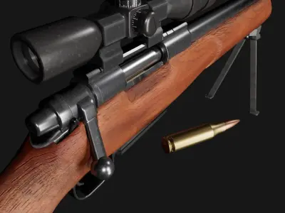 R700 Sniper Rifle Low-poly 3D model